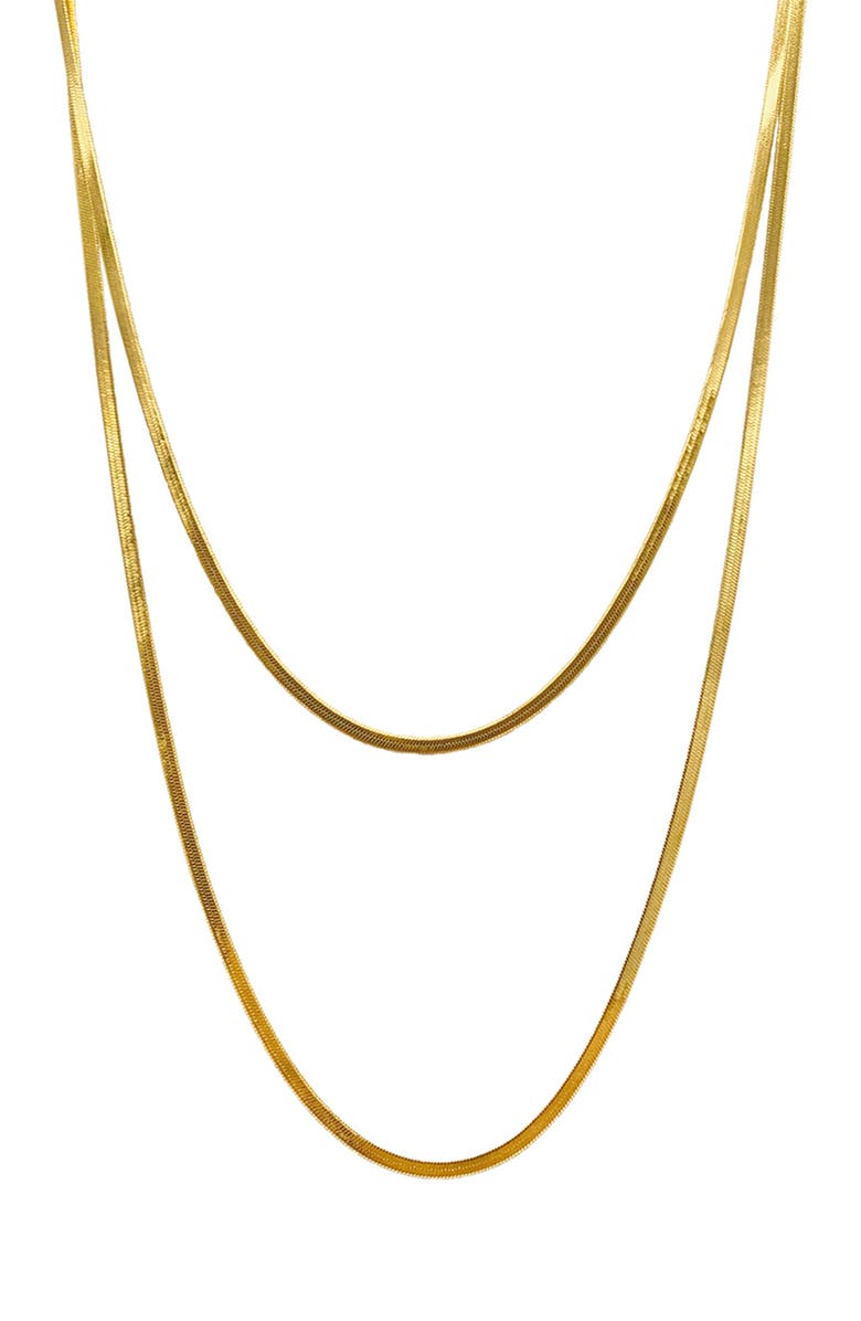 Adornia Water Resistant Herringbone Chain Double Layered Necklace, Alternate, color, 