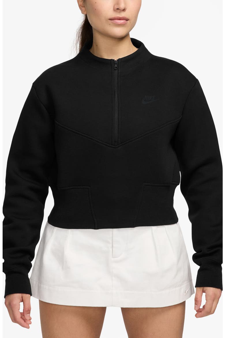Logo Tech Fleece Quarter-Zip Top, Main, color, 010 BLACK/BLACK