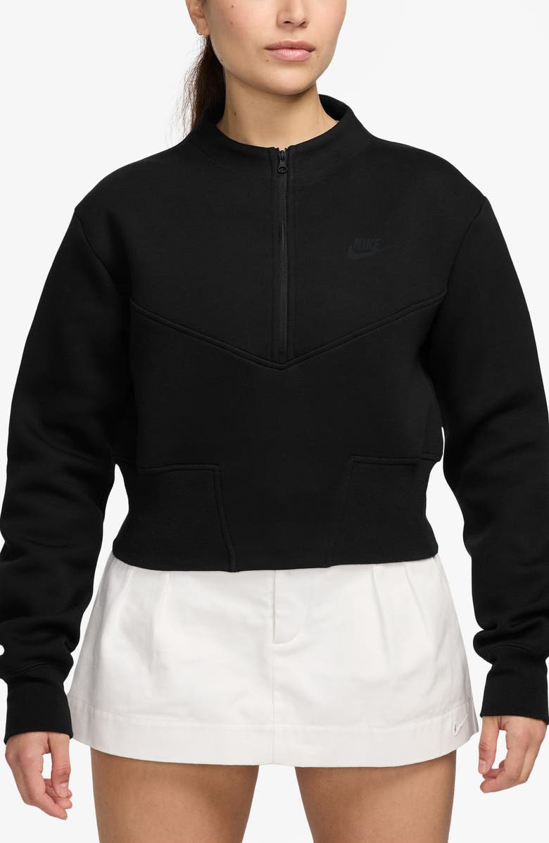 Nike Logo Tech Fleece Quarter-Zip Top, Main, color, Black/ Black