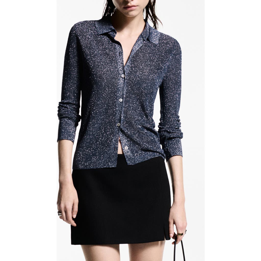 MANGO MANGO METALLIC BUTTON-UP SHIRT