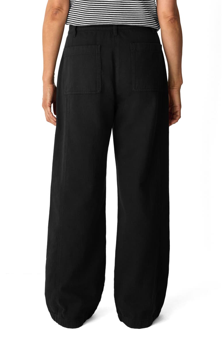 High Waist Wide Leg Full Length Organic Cotton Pants, Alternate, color, BLACK