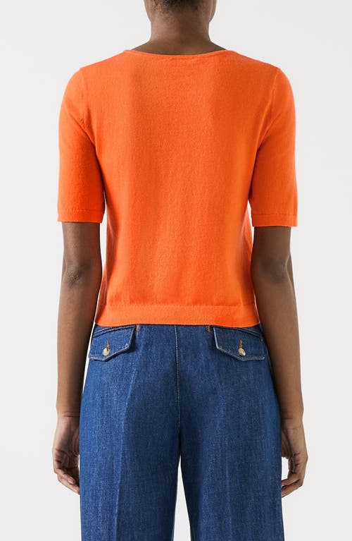 Lk Bennett Nerys Tie Front Cotton & Merino Wool Blend T-shirt In Orange