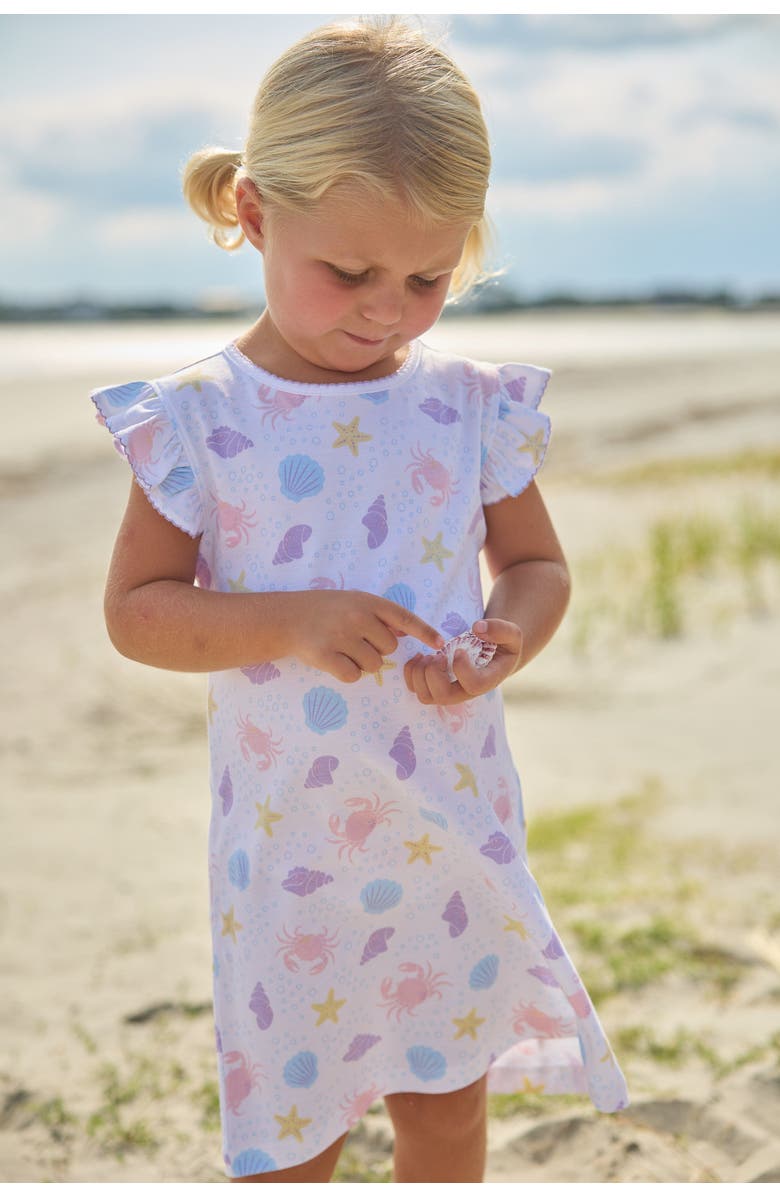 Little English Kids' Printed Angel Sleeve Dress, Alternate, color, Sea Shells