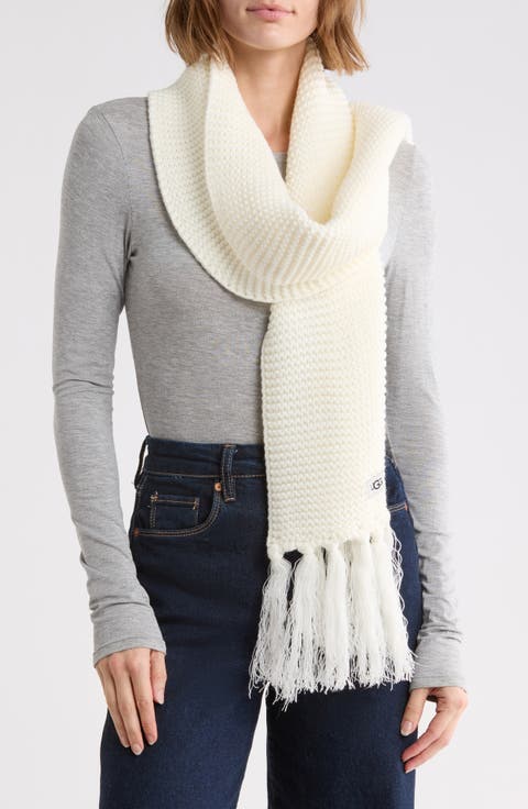 Chunky Knit Fringe Trim Scarf