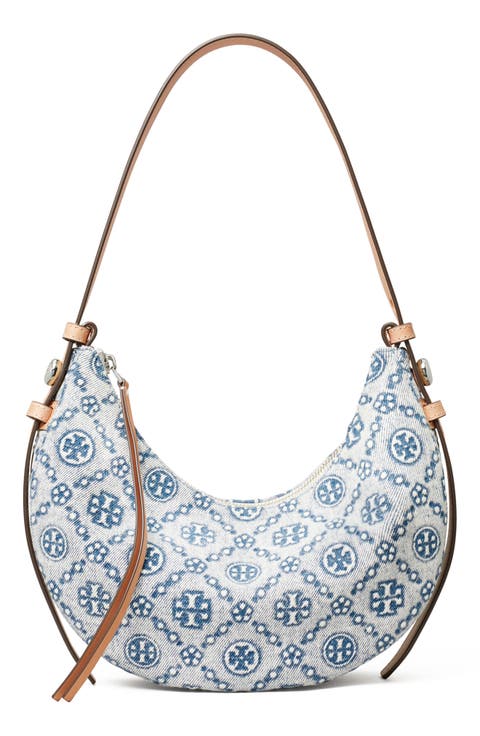 Romy Denim Half Moon Shoulder Bag