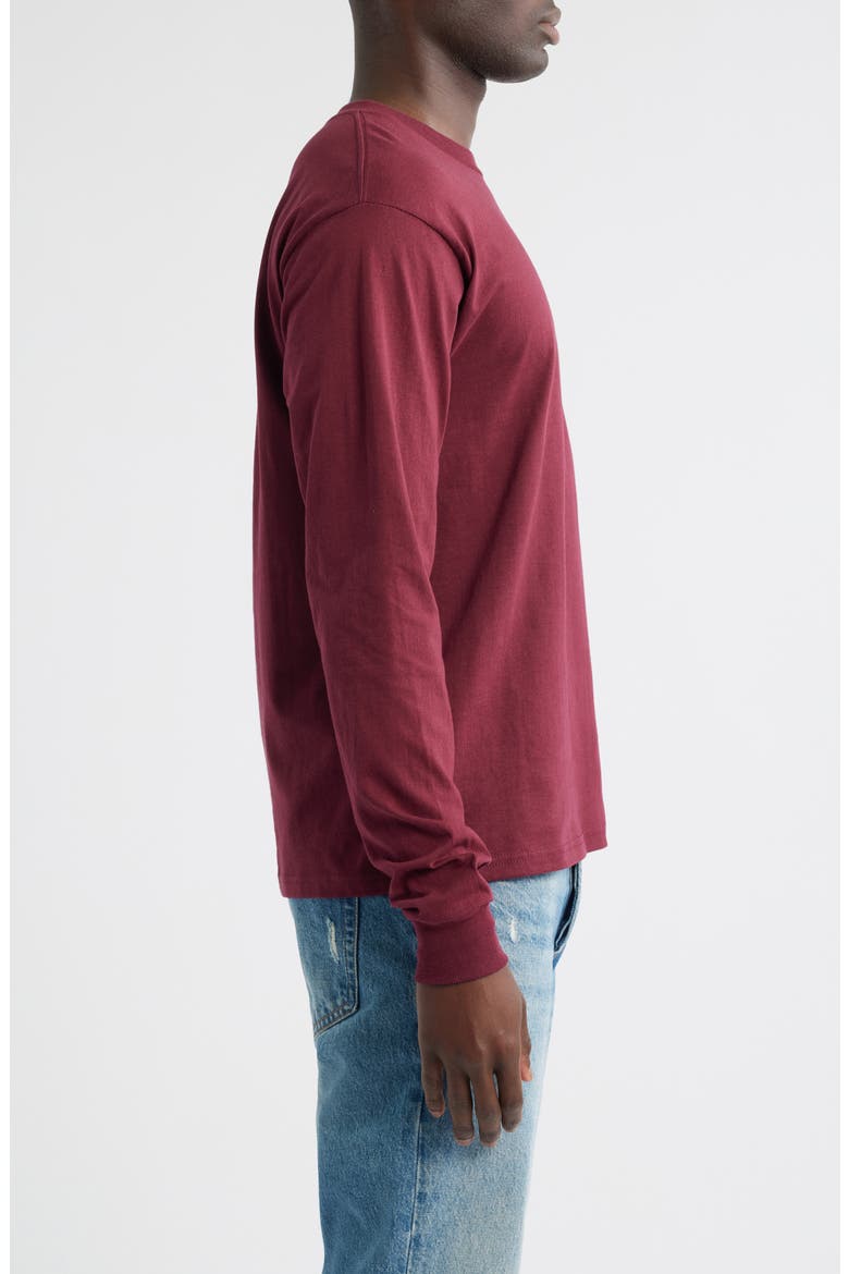 Go-To Embroidered Long Sleeve T-Shirt, Alternate, color, BURGUNDY