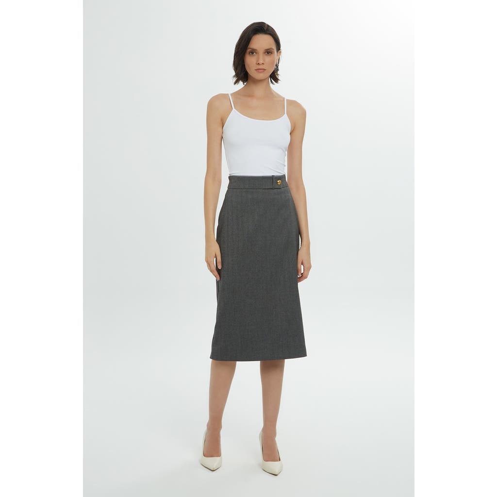 Gizia Zippered Midi Grey Pencil Skirt In Gray