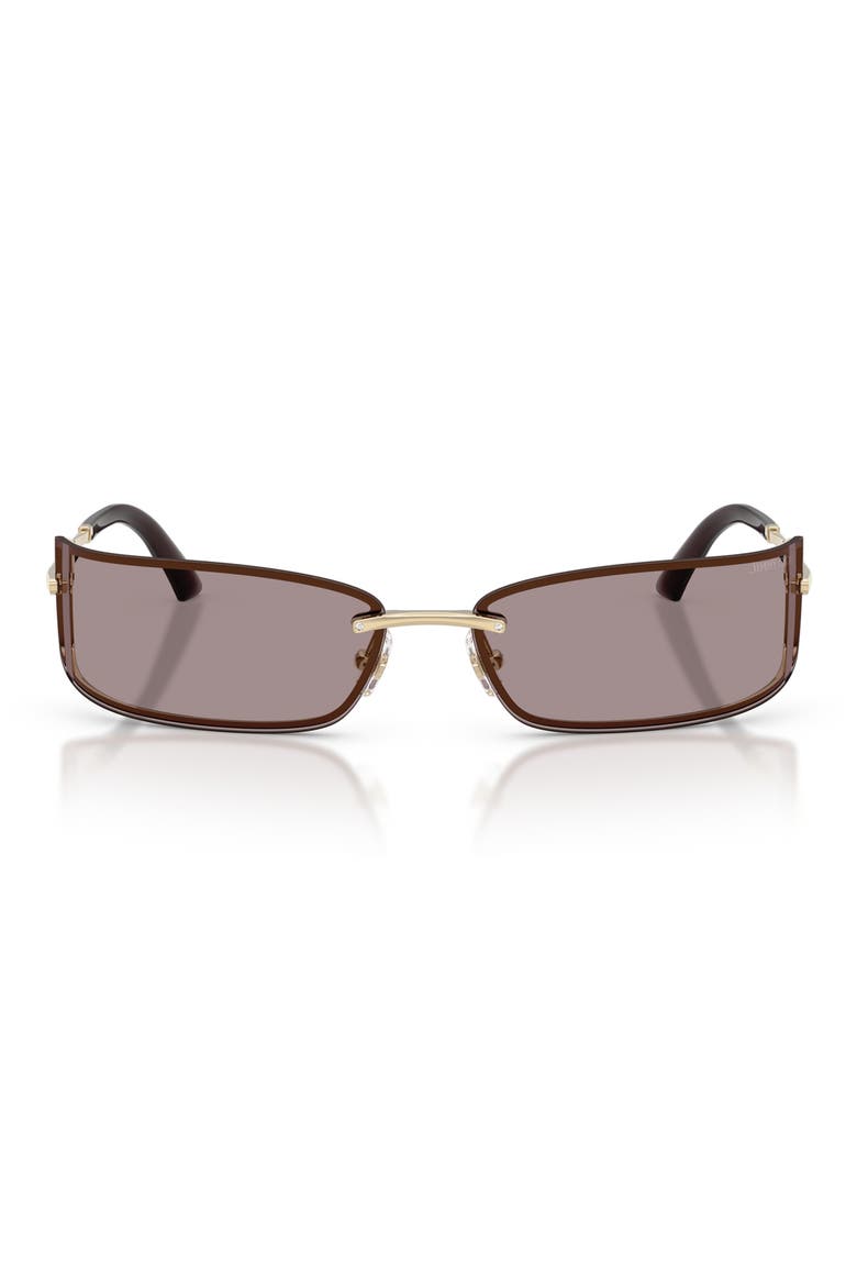 73mm Rectangular Sunglasses, Main, color, PALE GOLD / LIGHT PURPLE BROWN