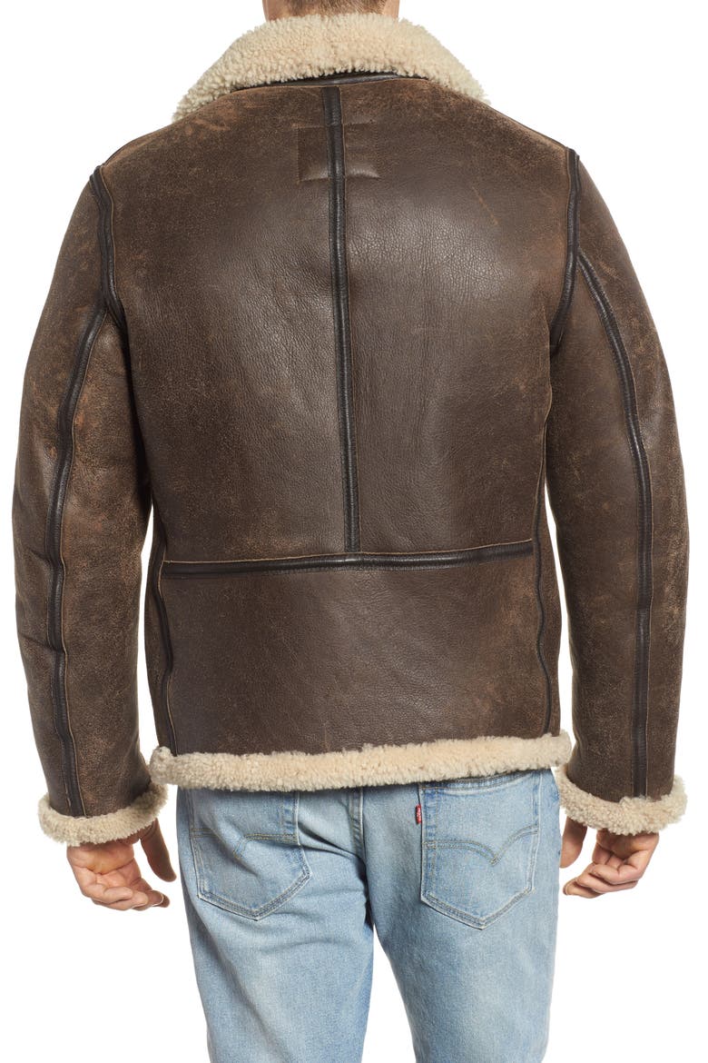 Genuine Shearling Vintage B-6 Bomber Jacket, Alternate, color, BROWN