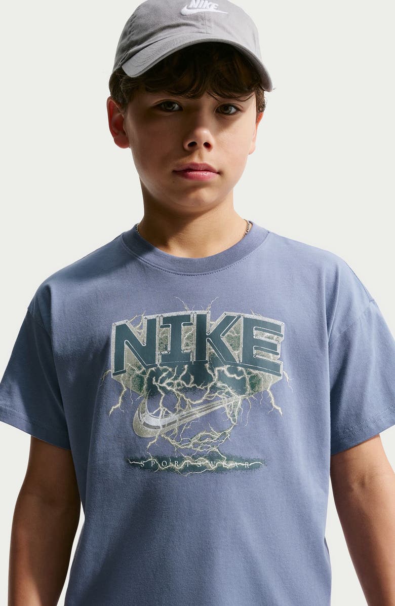 Nike Kids' M90 Cotton Graphic T-Shirt, Alternate, color, World Indigo