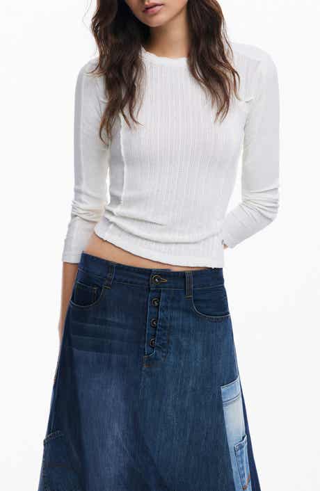 Desigual Charm Pointelle Stretch Cotton Top