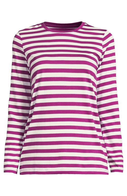 Lands' End Plus Size Relaxed Supima Cotton Long Sleeve Crew Neck T-shirt In Purple