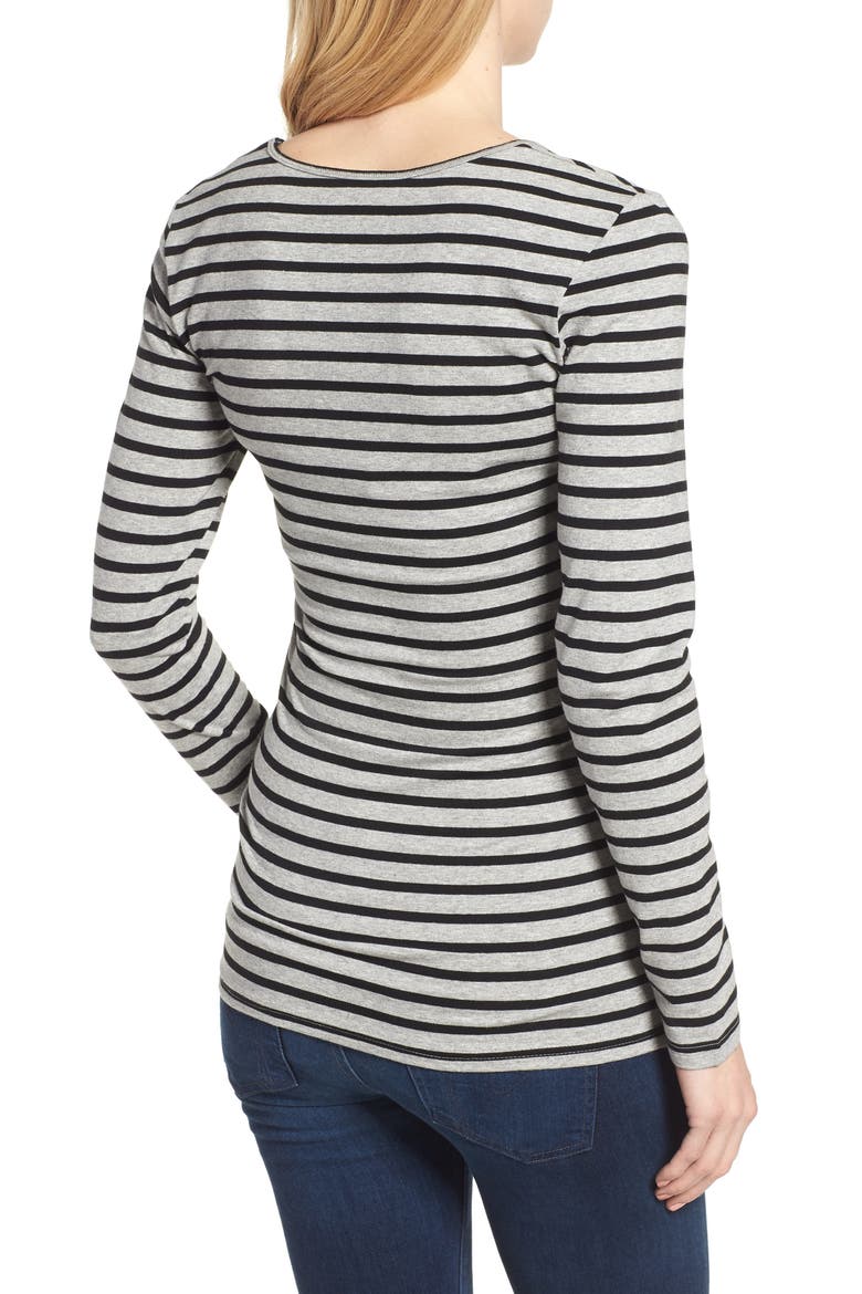 Maternity/Nursing Tee, Alternate, color, GREY/ BLACK