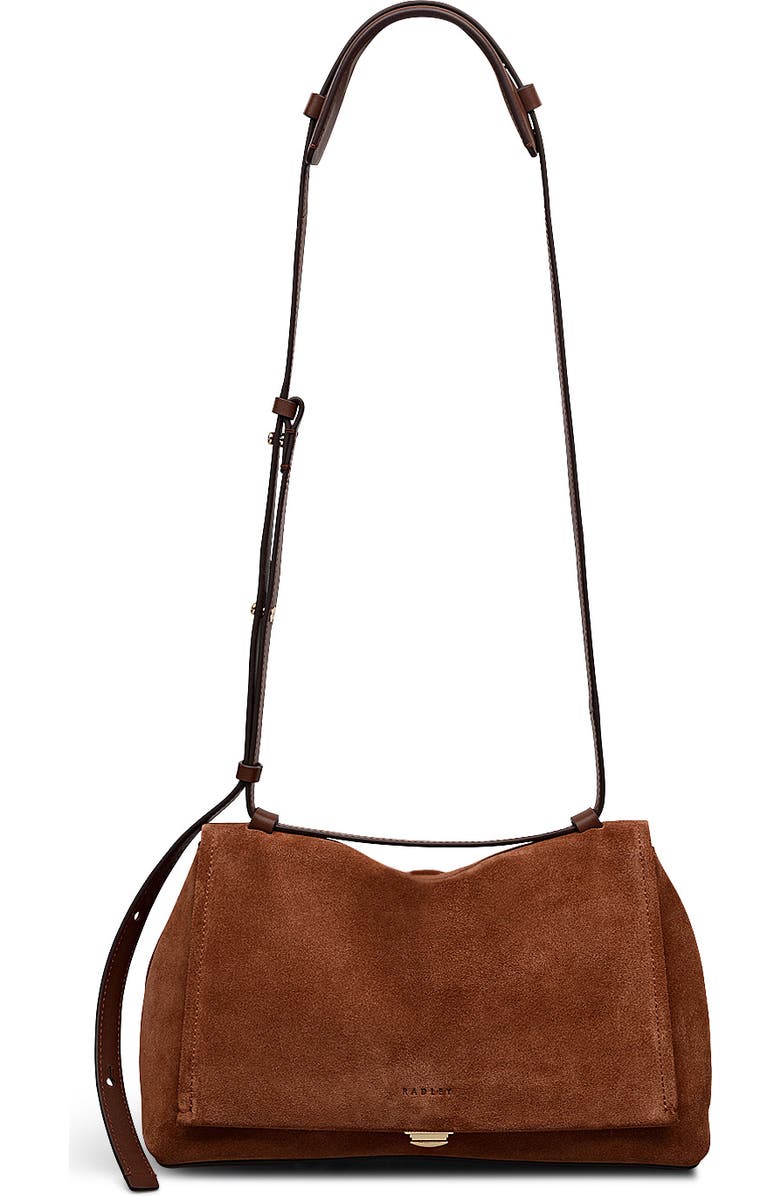 Radley Mercer Street - Suede Medium Flapover Shoulder Bag, Alternate, color, Russet