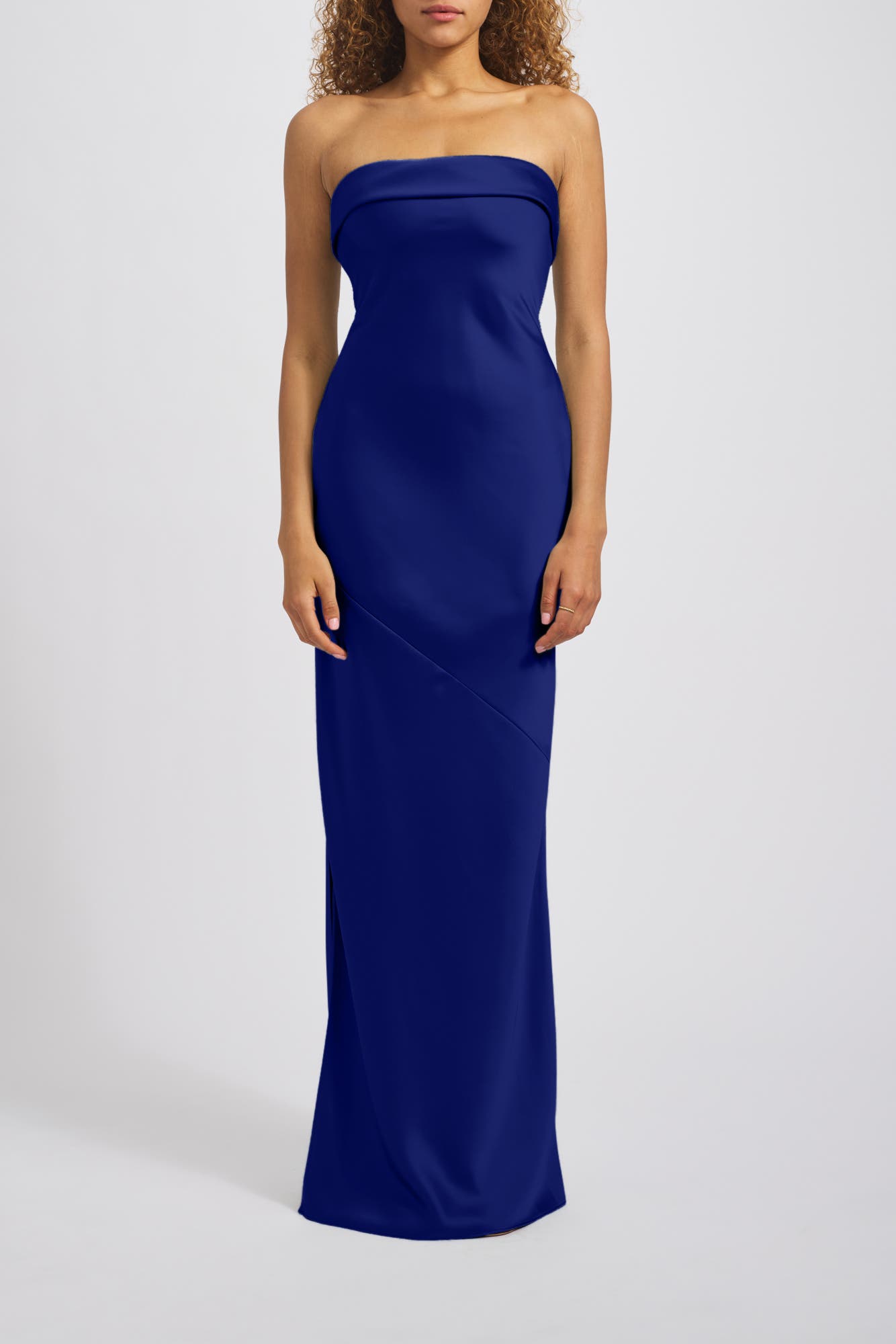 Amsale Strapless Bias-cut Gown In Blue
