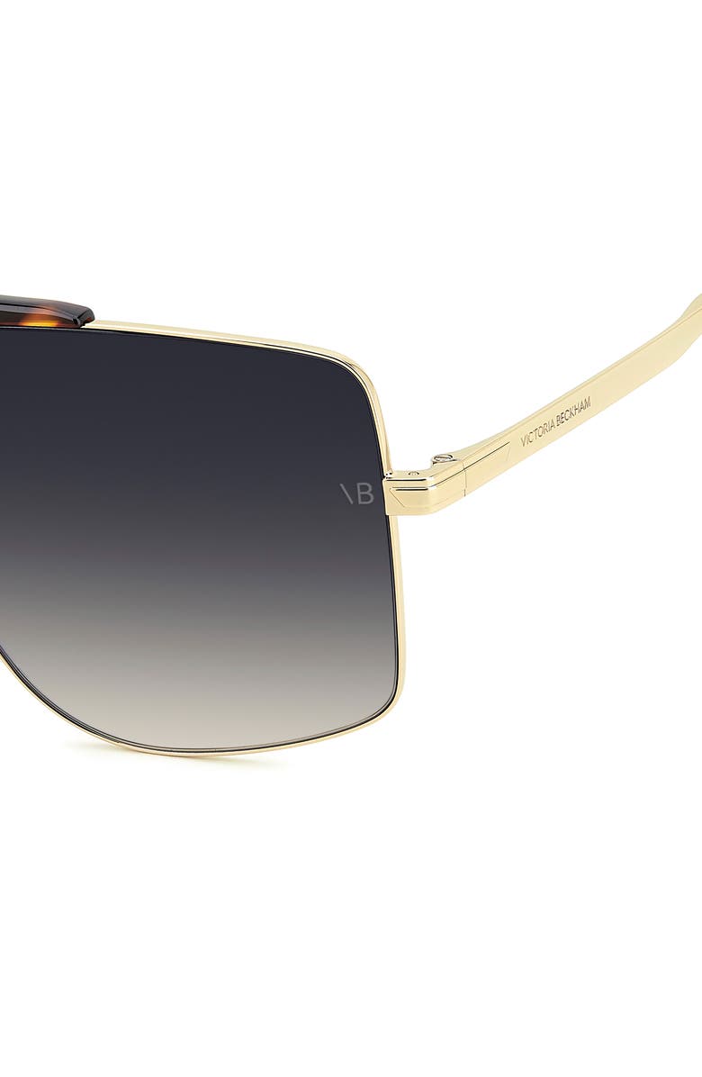 Victoria Beckham 62mm Square Aviator Sunglasses, Alternate, color, Havana Gold/ Dk Blue Sf