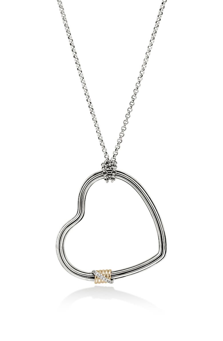 John Hardy Bamboo Collection Heart Pendant Necklace, Main, color, 