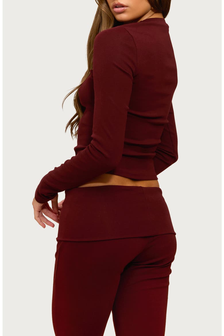 Ivanne Long Sleeve Stretch Cotton Top, Alternate, color, BURGUNDY
