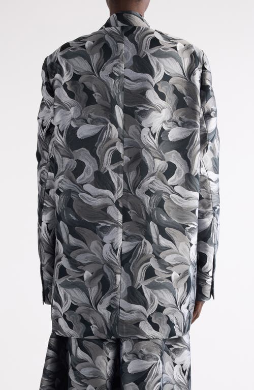 Dries Van Noten Blink Abstract Floral Double Breasted Blazer In Gray