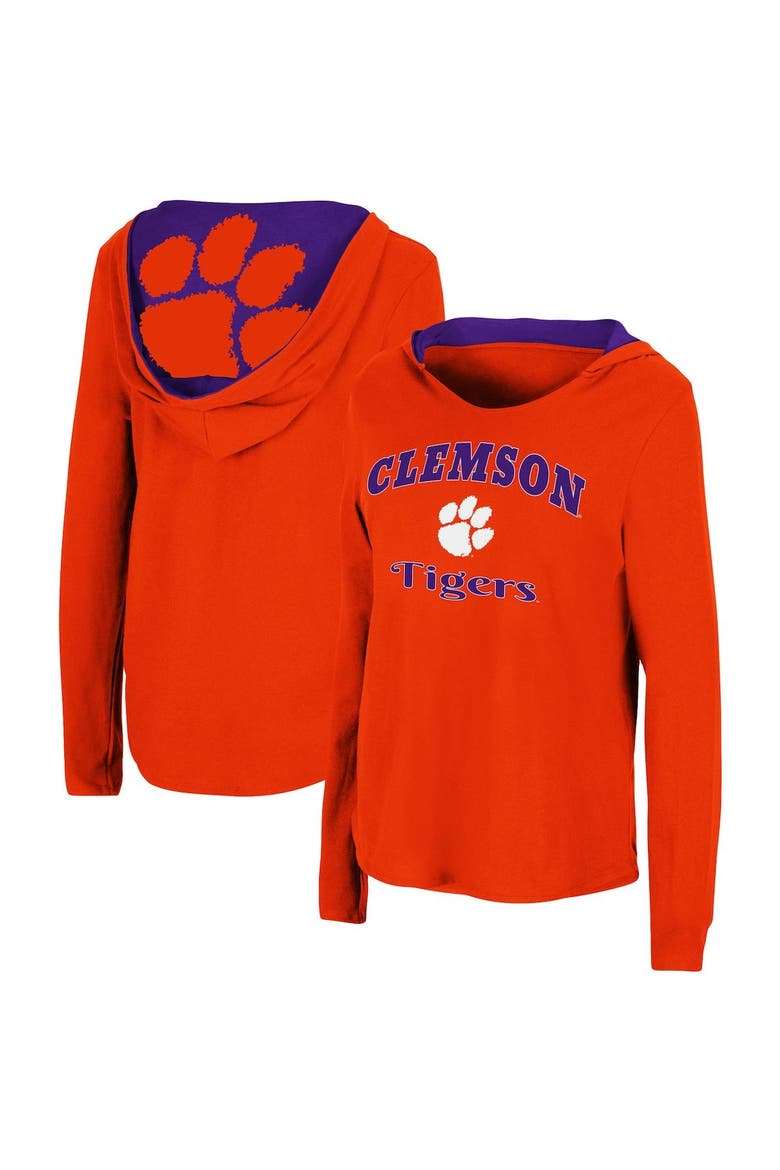 Women's Colosseum Orange Clemson Tigers Catalina Hoodie Long Sleeve T-Shirt, Main, color, Orange