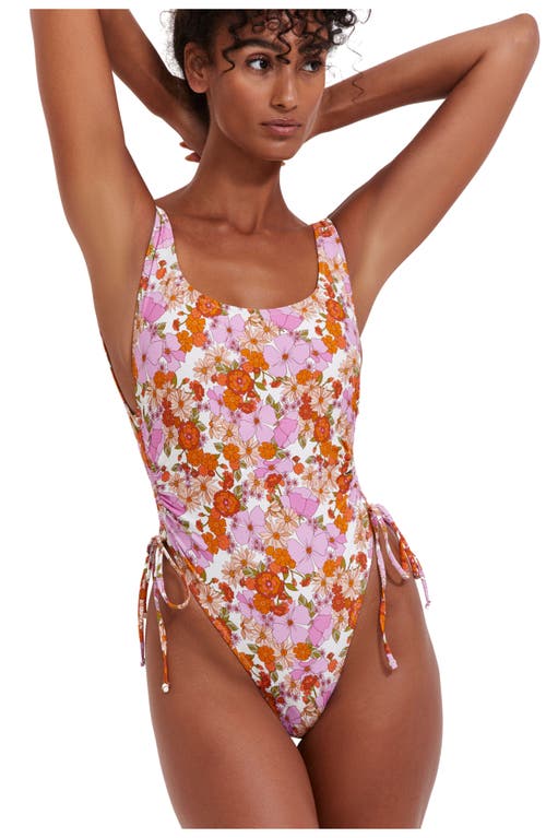 Flirtt Gottex Vintage Florals Scoop Neck Adjustable One Piece In Multi