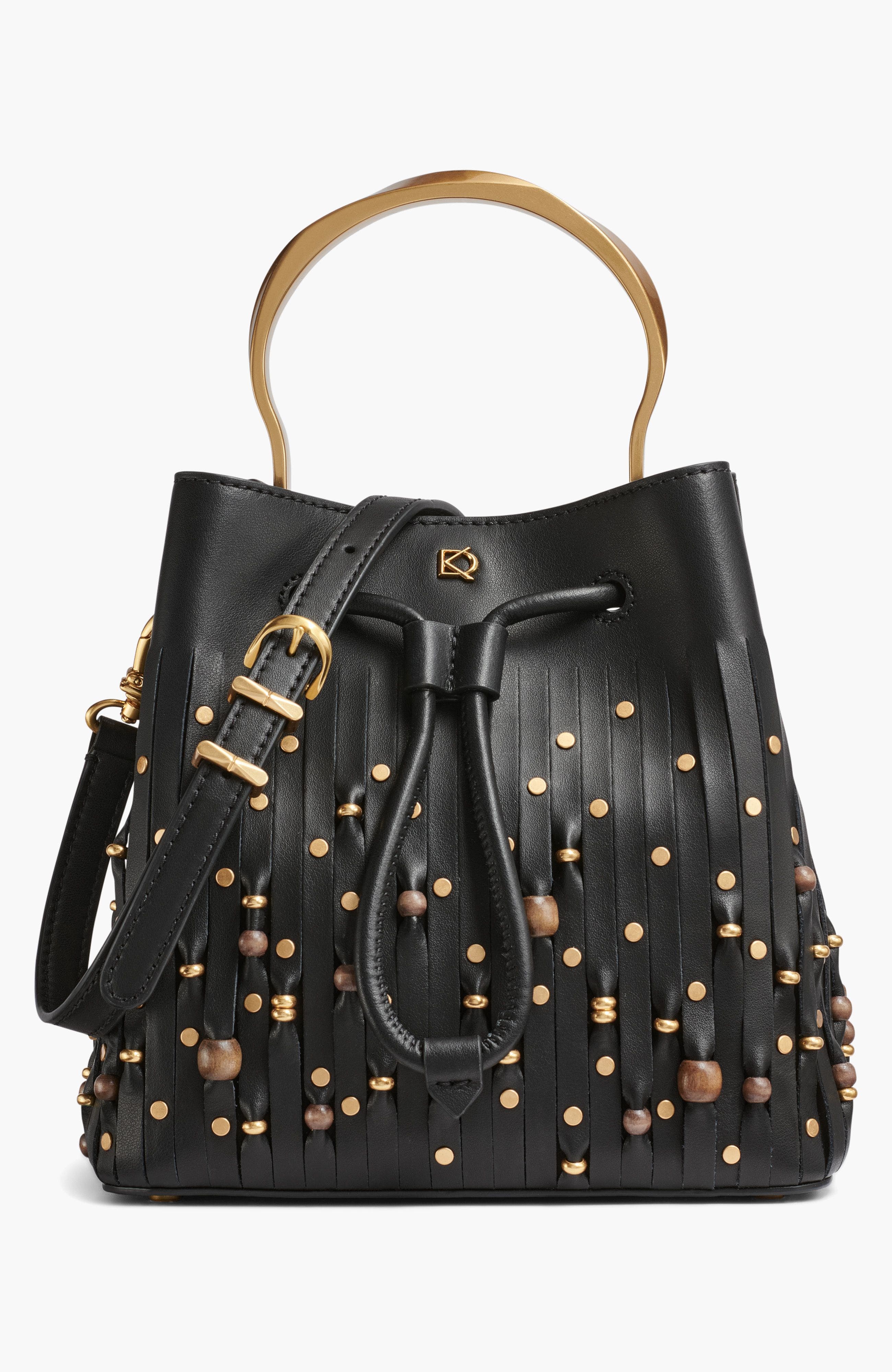 Donna Karan New York Lawrence Beaded Lasercut Bucket, Main, color, 