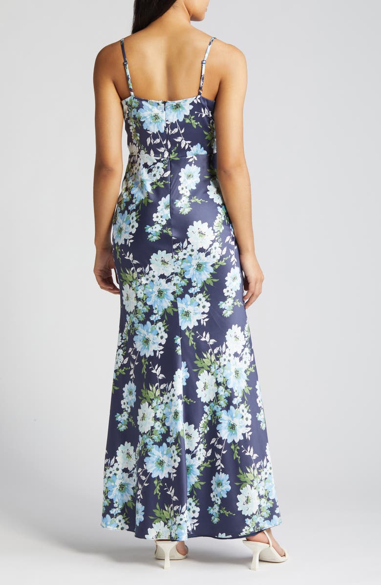 Vince Camuto Print Cowl Neck Satin Gown, Alternate, color, 