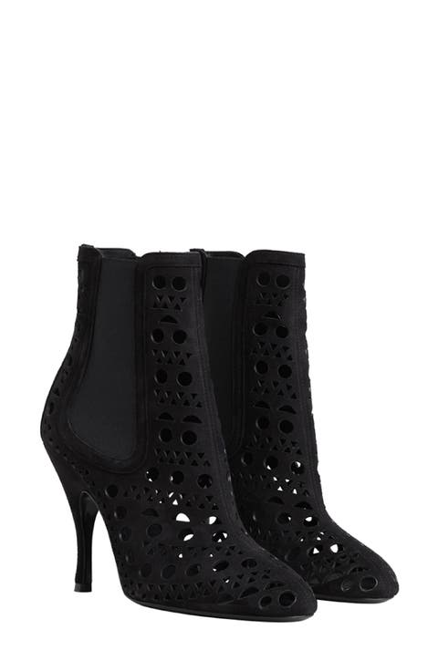 Laser Cut Suede Bootie