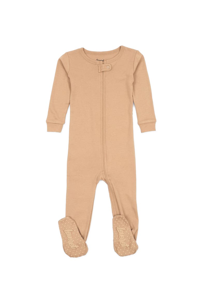 Kids Footed Solid Cotton Matching Family Pajamas, Main, color, Beige