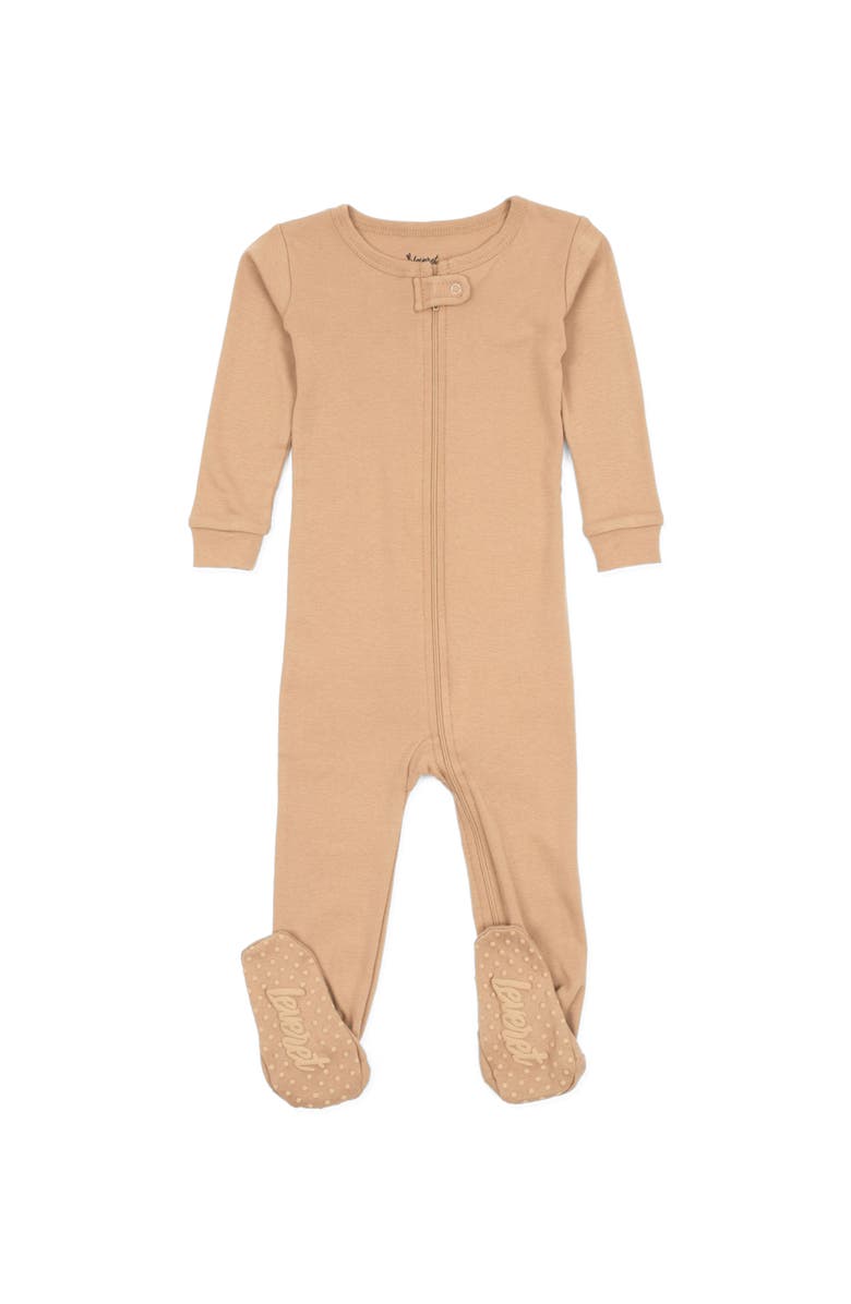Leveret Footed Solid Cotton Matching Family Pajamas, Main, color, Beige