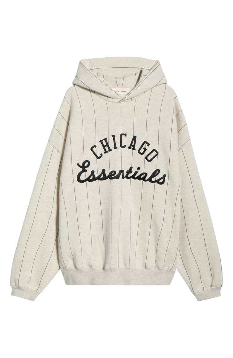 Fear of God Essentials x MLB White Sox Sport Cotton Blend Graphic Hoodie, Main, color, Oatmeal Heather/ Black Stripe