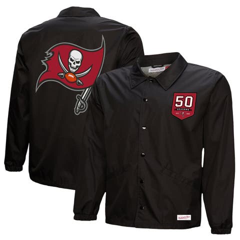 Men's Mitchell & Ness Black Tampa Bay Buccaneers 50th Season Full-Snap Coaches Jacket