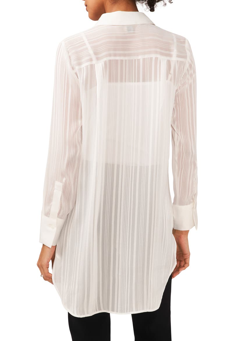 Variegated Tonal Stripe Button-Up Tunic Shirt, Alternate, color, NEW IVORY