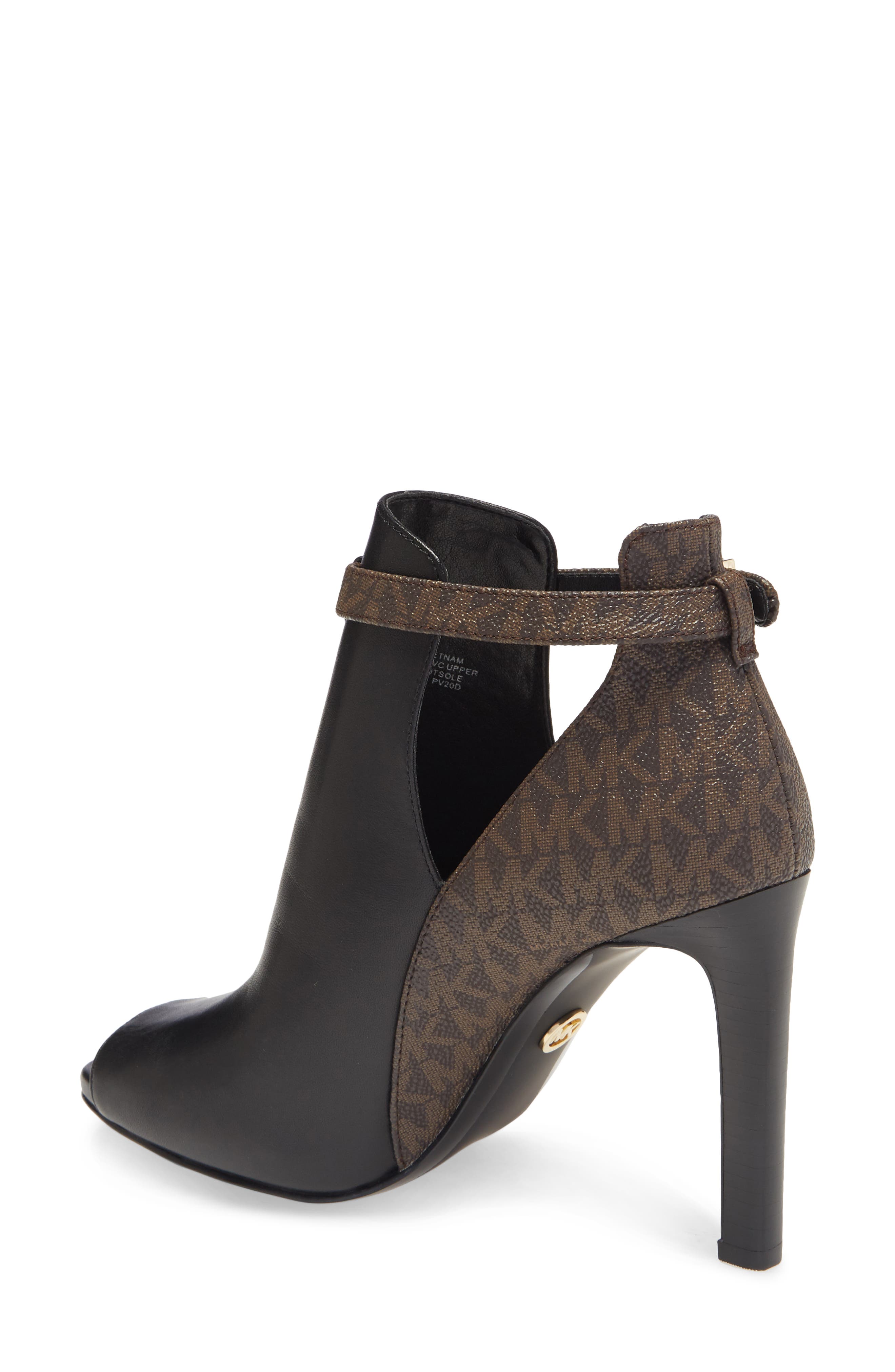 MICHAEL Michael Kors Lawson Open Toe Bootie, Alternate, color, Black/ Brown Leather