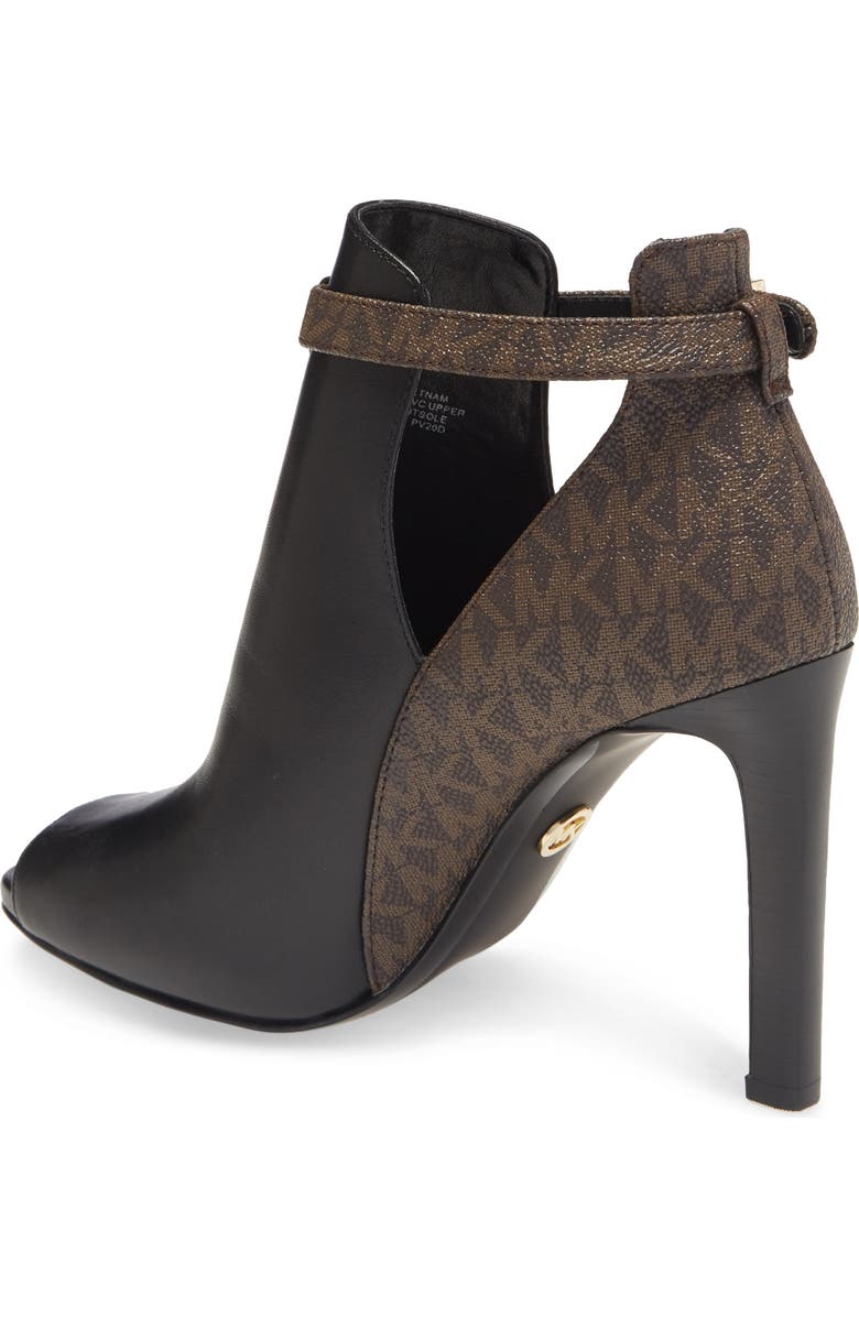 MICHAEL Michael Kors Lawson Open Toe Bootie, Alternate, color, Black/ Brown Leather