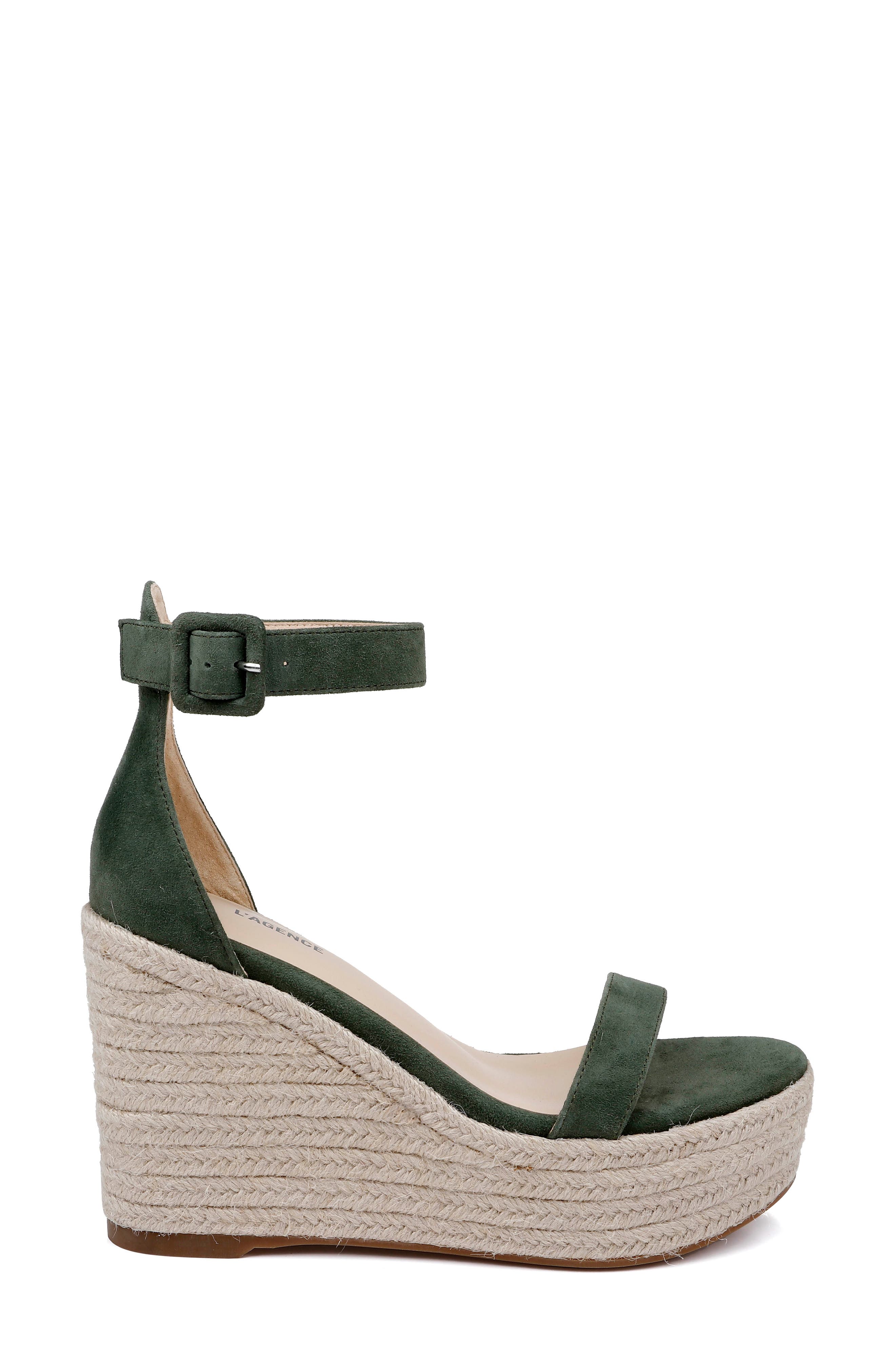 L'AGENCE Avice Ankle Strap Espadrille Platform Wedge Sandal, Alternate, color, Clover