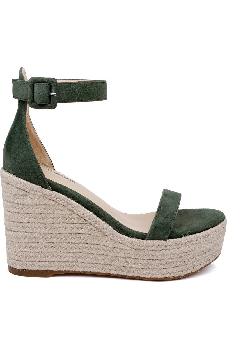 L'AGENCE Avice Ankle Strap Espadrille Platform Wedge Sandal, Alternate, color, Clover