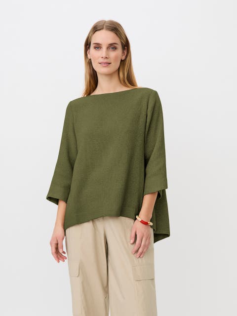 Dovinia 3/4 Sleeve Round Neck Blouse
