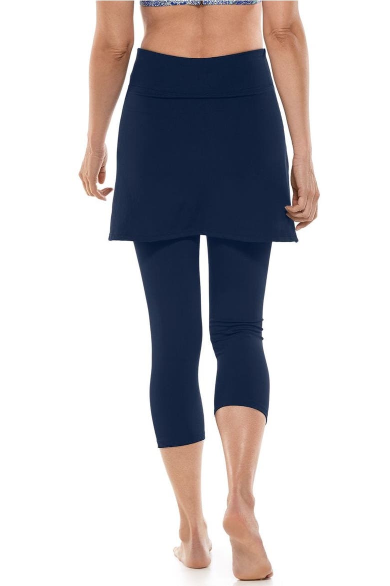 Kahula Skirted Swim Capris, UPF 50+ Sun Protection, Alternate, color, Navy