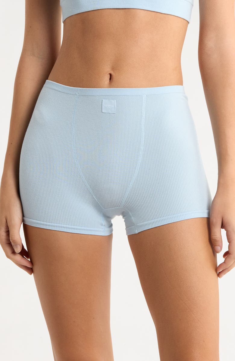 Florence by Mills Softie Seamless Rib Shorts, Main, color, Powder Blue
