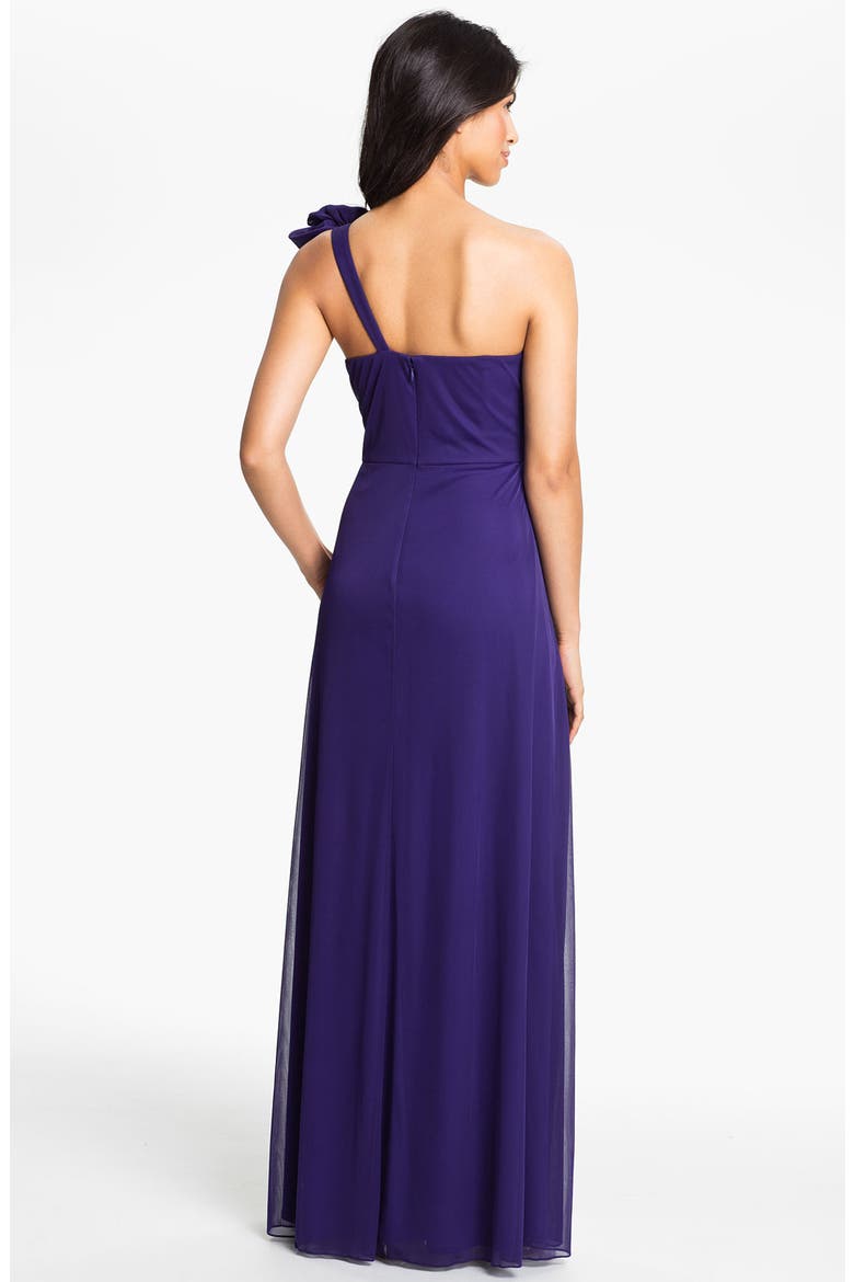 Origami Pleat One Shoulder Mesh Gown, Alternate, color, AMETHYST