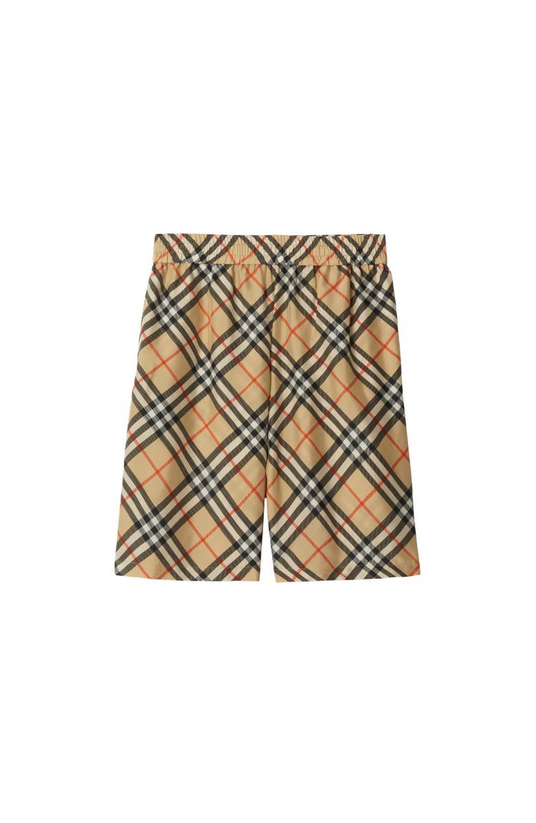 Burberry Check Silk Shorts, Alternate, color, Sand Beige