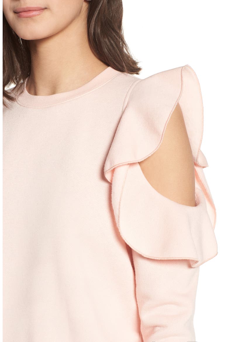 Gracie Cold Shoulder Sweatshirt, Alternate, color, LIGHT PINK