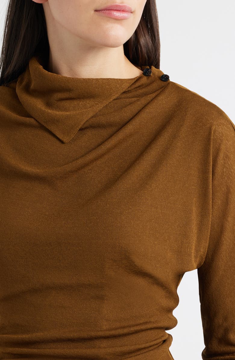 Proenza Schouler Golda Long Sleeve Jersey Top, Alternate, color, Tobacco