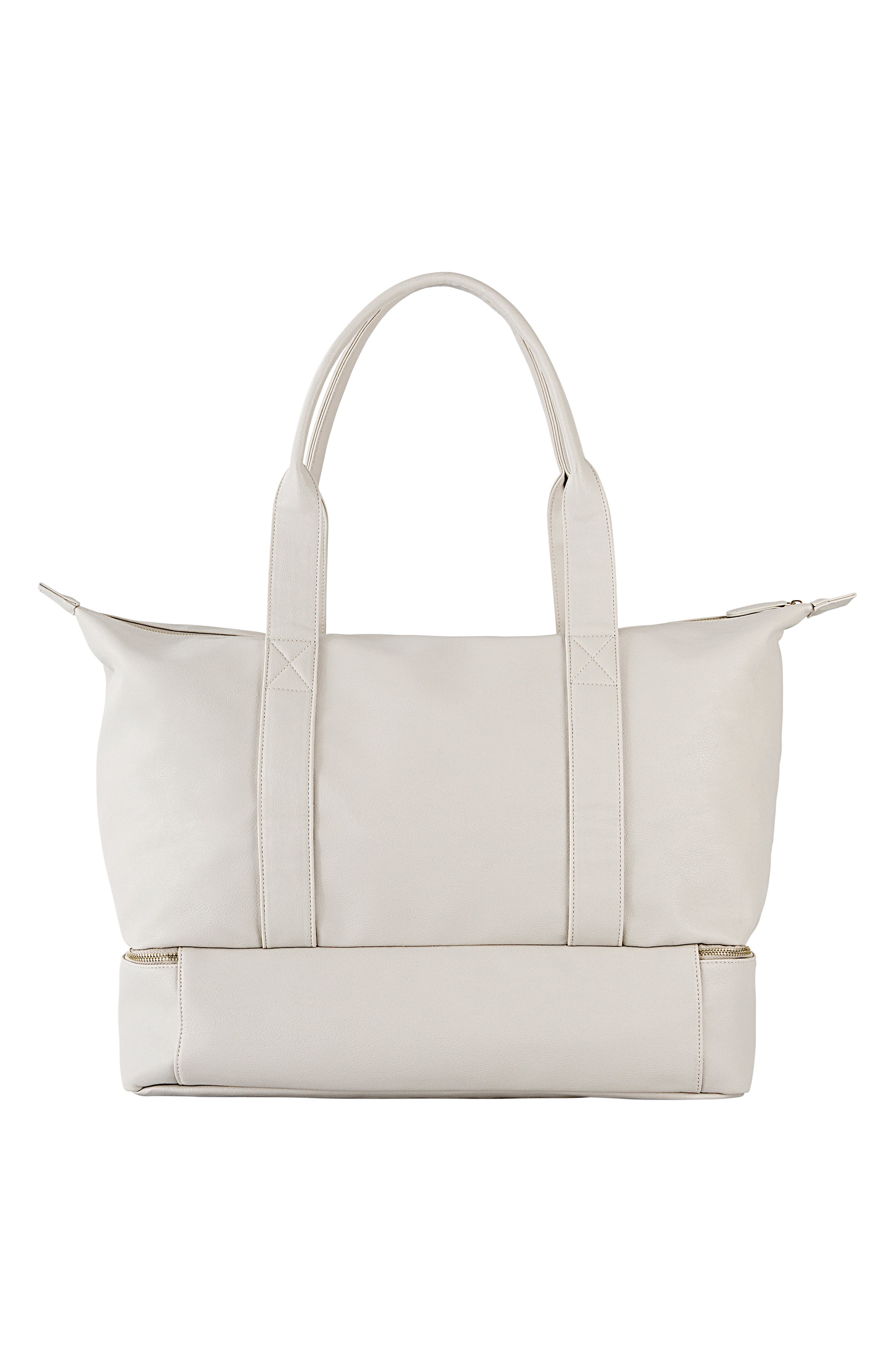 Cathy's Concepts Monogram Vegan Leather Tote with Shoe Base, Alternate, color, 