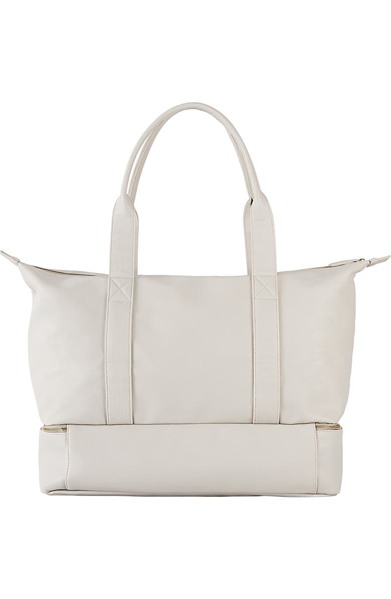 Cathy's Concepts Monogram Vegan Leather Tote with Shoe Base, Alternate, color,