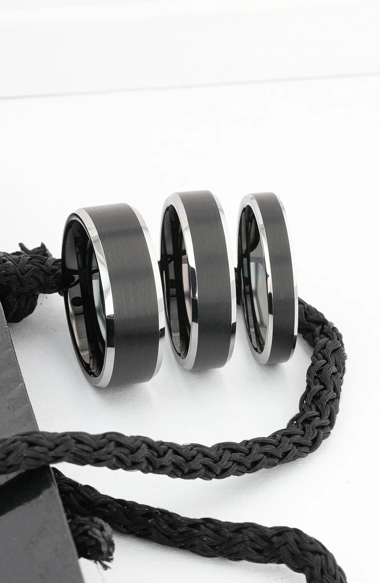 Larson Jewelers Aston Brushed Center Tungsten Wedding Band, Alternate, color, 6Mm