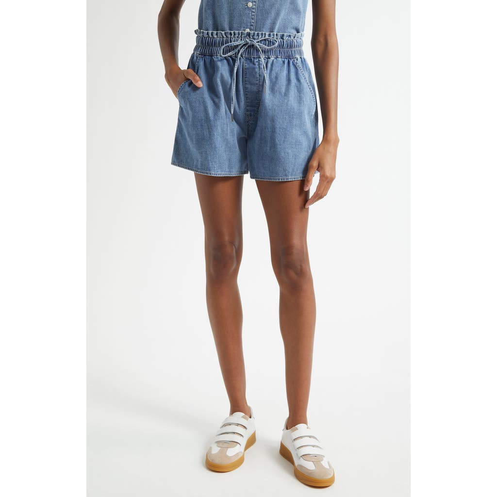 Veronica Beard Wilder Drawstring Denim Shorts In Starlight