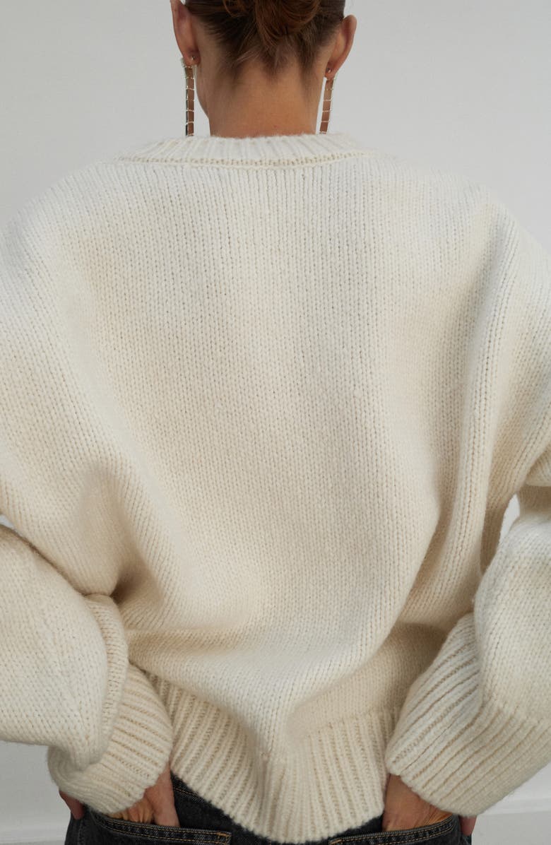 MANGO Selection Chunky V-Neck Sweater, Alternate, color, Ecru