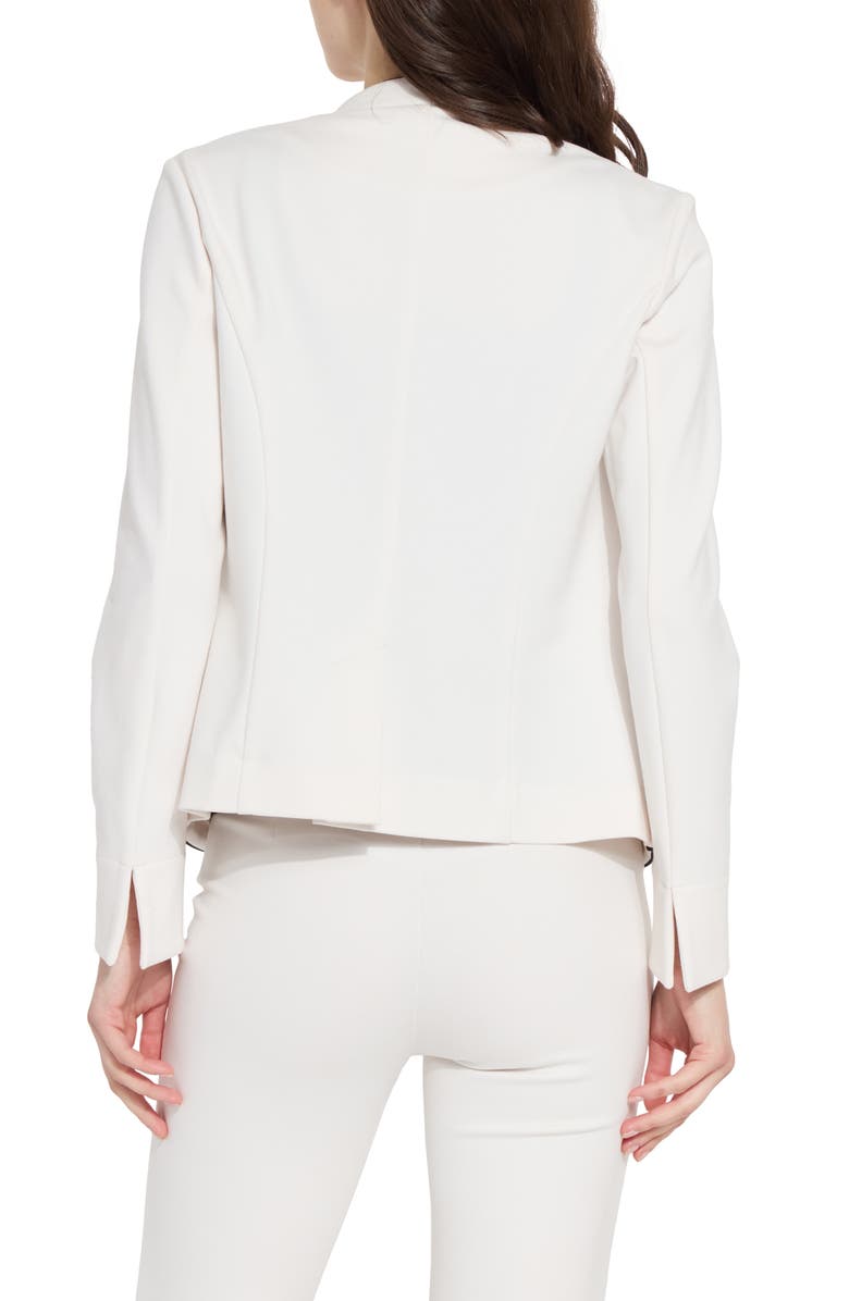 Lysse Collarless Satin Trim Ponte Blazer, Alternate, color, Chalk